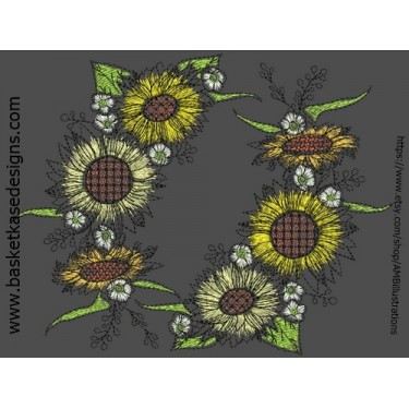 SUNFLOWER SKETCH WREATH COLORIZED